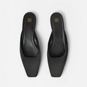 Toteme Black Square Toe Mule Flats